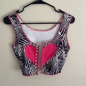 Zebra print crop top with pink heart